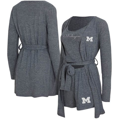 Women's Concepts Sport Heather Navy Michigan Wolverines Rigor Three-Piece Tank, Short & Robe Set