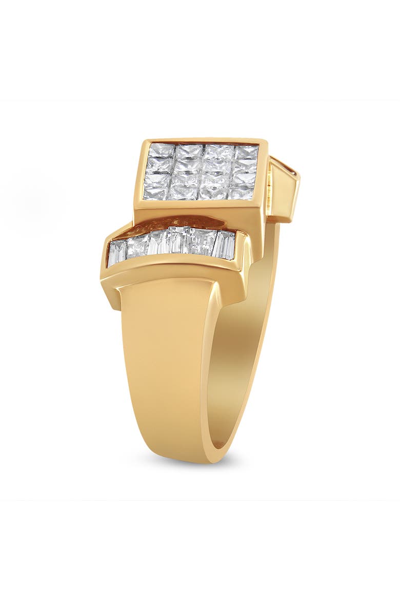 14K Yellow Gold 1 5/8 Cttw Invisible-Set Princess and Baguette Diamond Cocktail Band Ring, Alternate, color, Yellow Gold