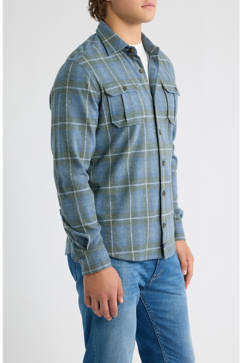Labrador Tartan Knit Shirt Jacket, Alternate, color, LAGUNA BLUE