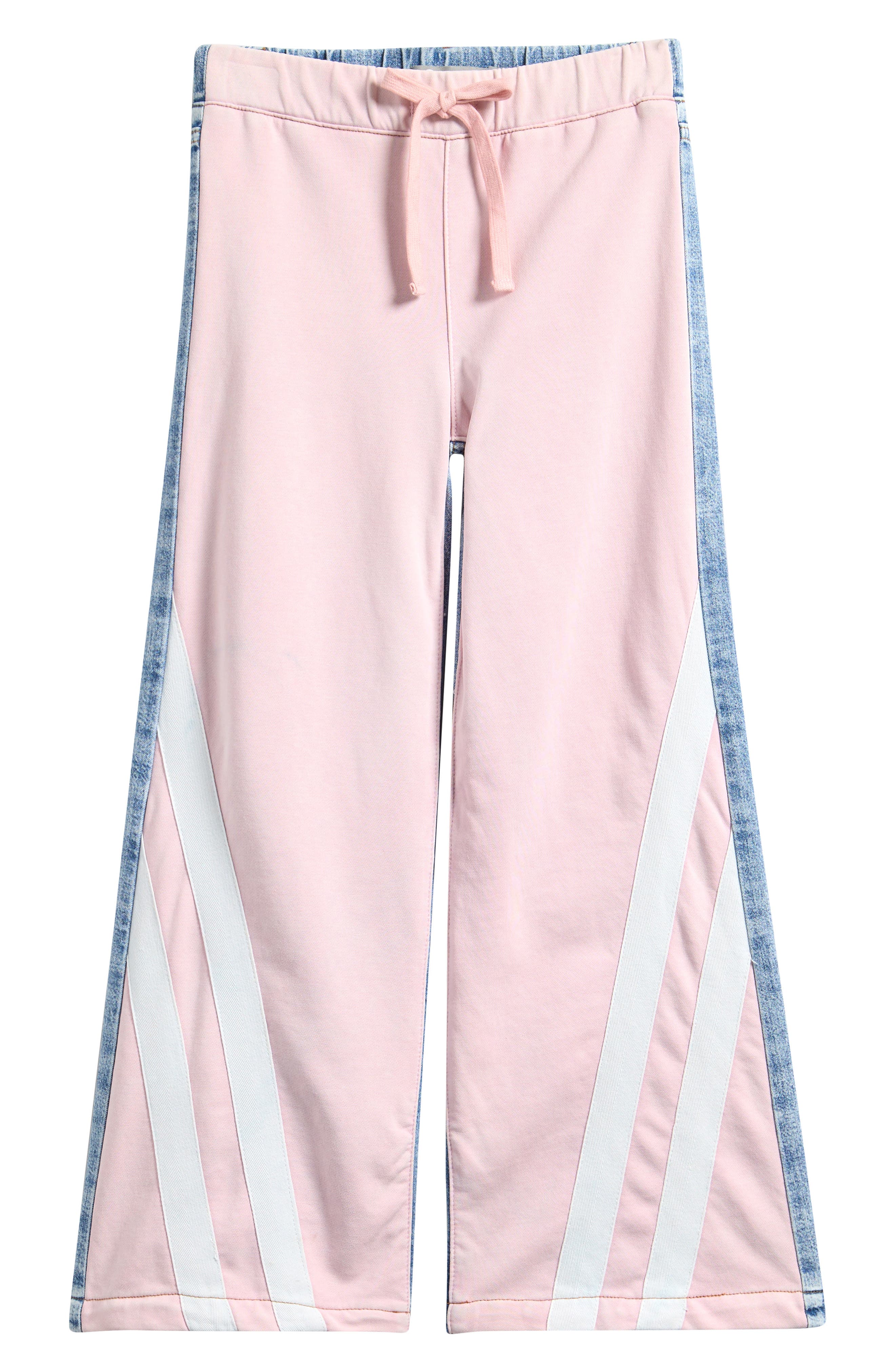 Kids' Mixed Media Track Stripe Wide Leg Jeans