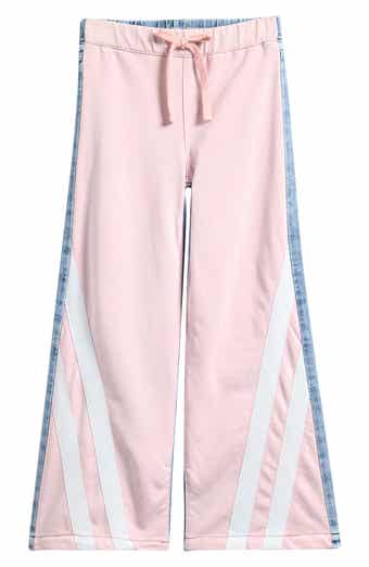 Kids' Mixed Media Track Stripe Wide Leg Jeans