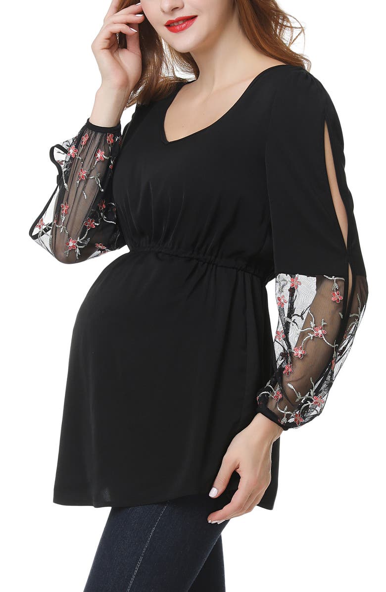 Kimi and Kai Gisel Embroidered Maternity Top, Alternate, color,