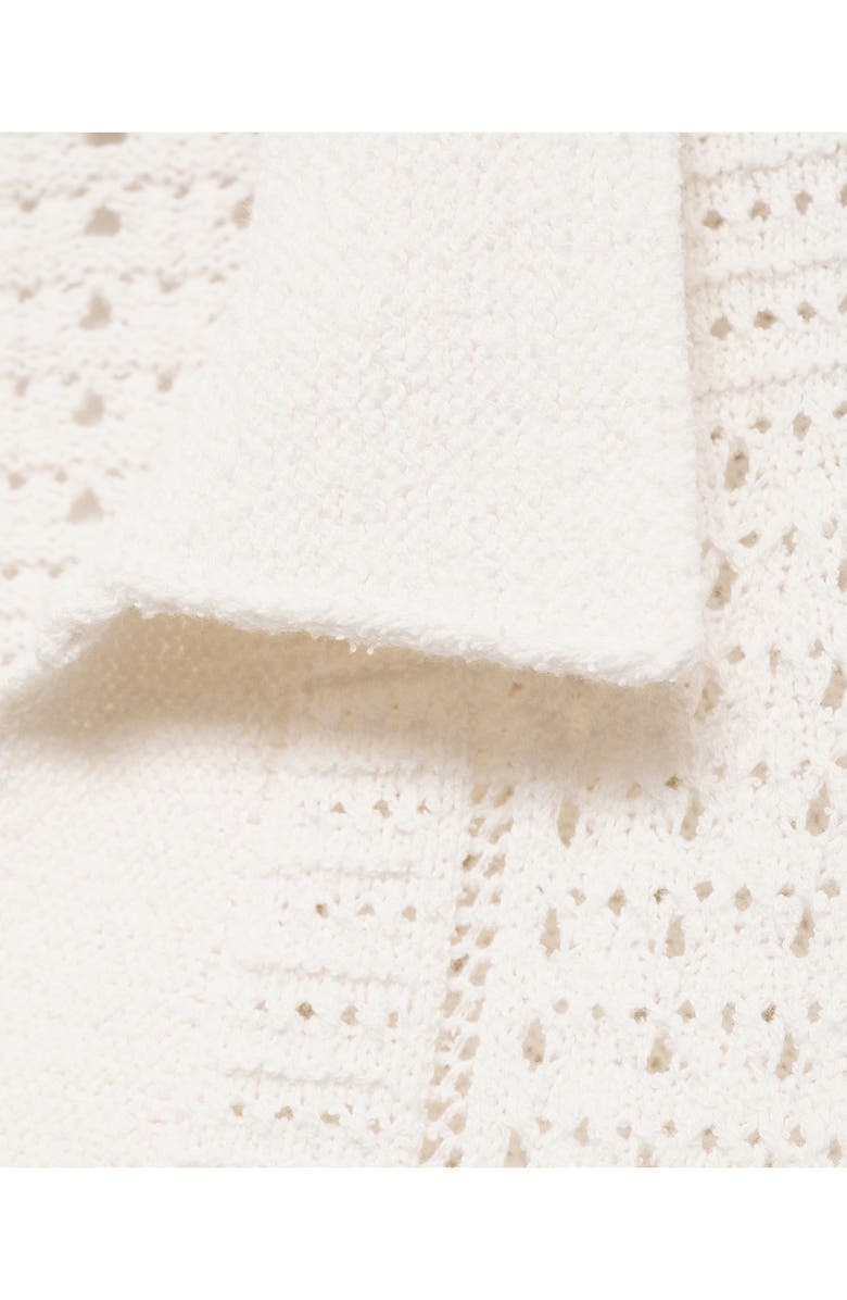 MANGO Openwork Johnny Collar Polo, Alternate, color, Off White