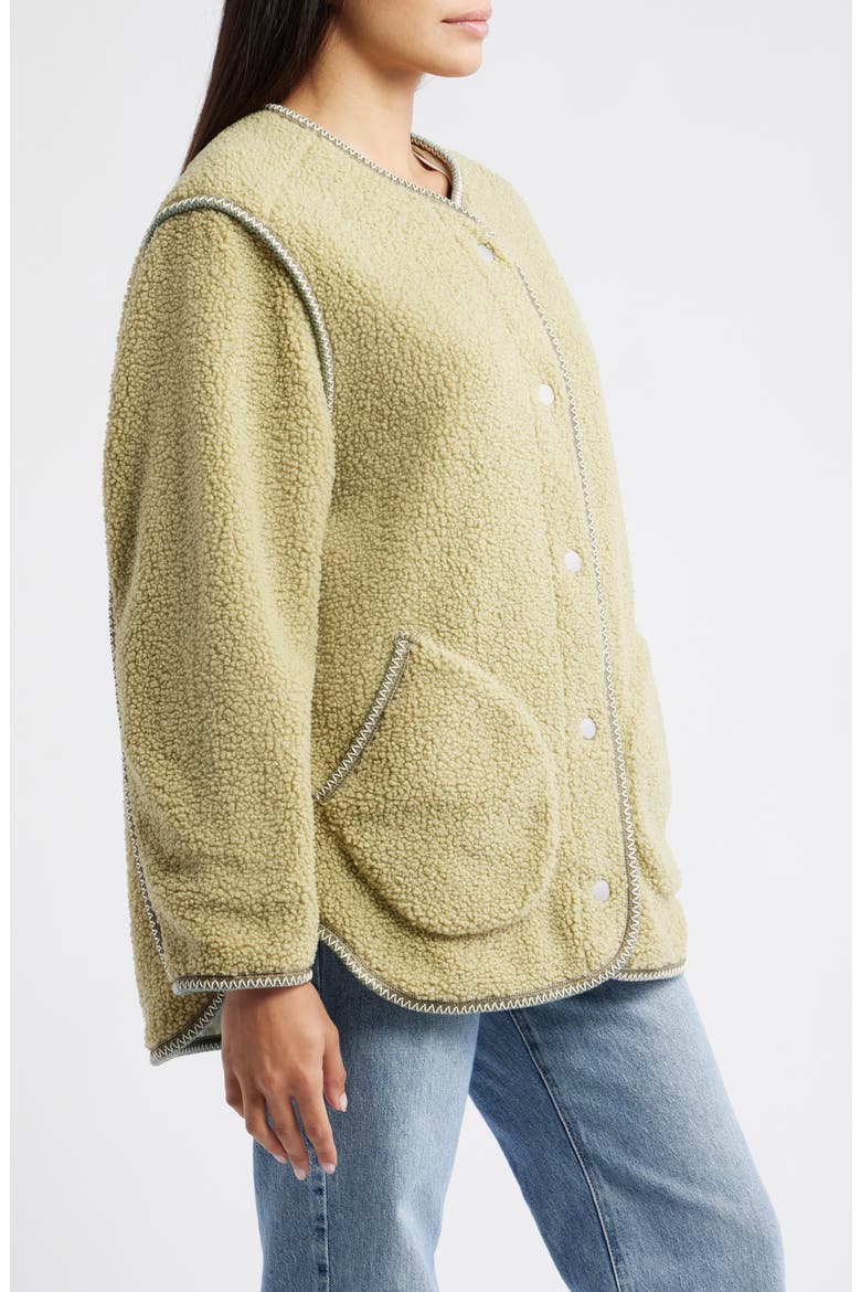 Emmersyn UGGbraid Trim High Pile Fleece Coat, Alternate, color, MUTED BRASS