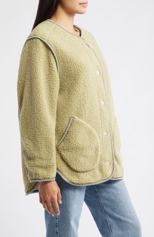 Ugg(r) Emmersyn Uggbraid Trim High Pile Fleece Coat In Gold