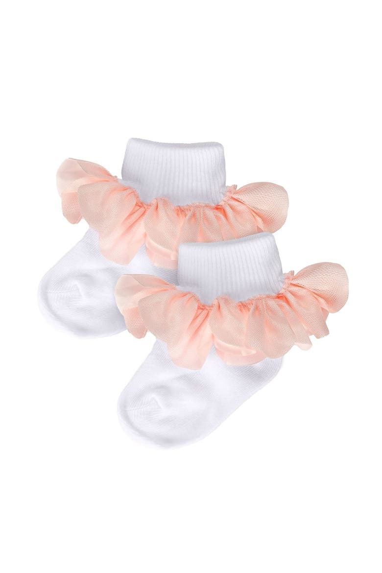 Hello Darlin' Flower Petal Anklet Socks, Alternate, color, White-Pink