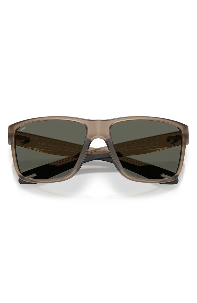 Costa Del Mar Broadbill II 58mm Polarized Rectangular Sunglasses, Alternate, color, Matte Brown Smoke / Gray 580G