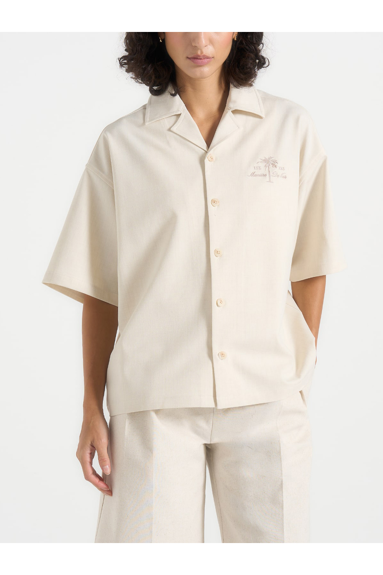 Alexis Unisex Cote d'Azur Boxy Shirt, Alternate, color, Cream