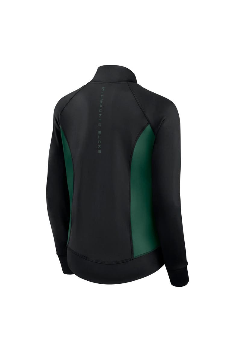 Women's Fanatics Signature Black Milwaukee Bucks Studio Fitted Full-Zip Gym Track Jacket, Alternate, color, Black
