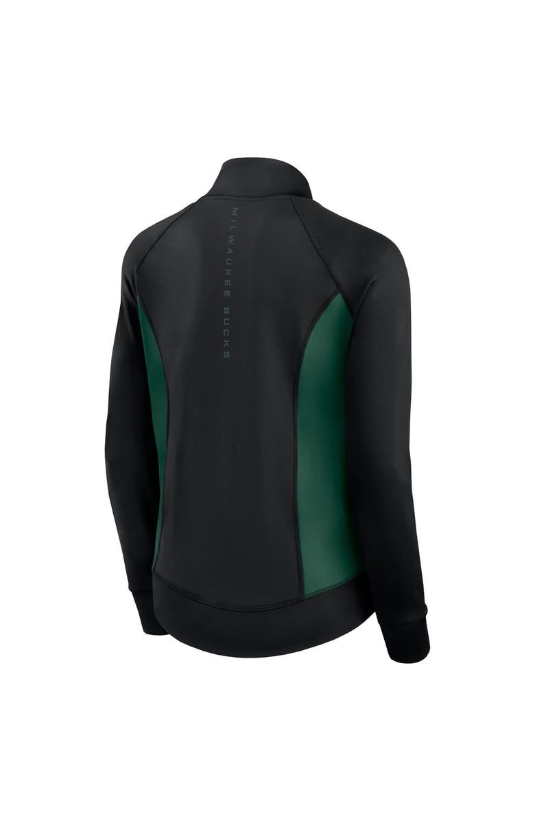 Fanatics Signature Women's Fanatics Signature Black Milwaukee Bucks Studio Fitted Full-Zip Gym Track Jacket, Alternate, color, Black