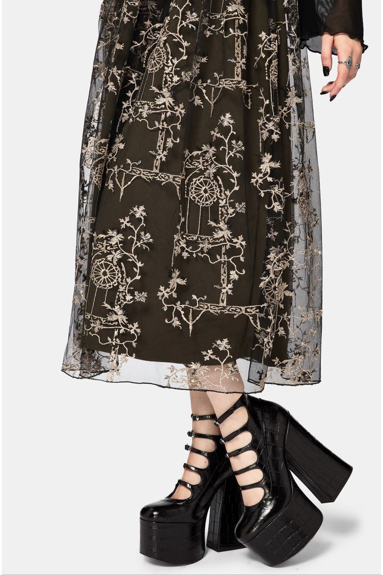 Stellar Vine Embroidery Midaxi Dress, Alternate, color, Green