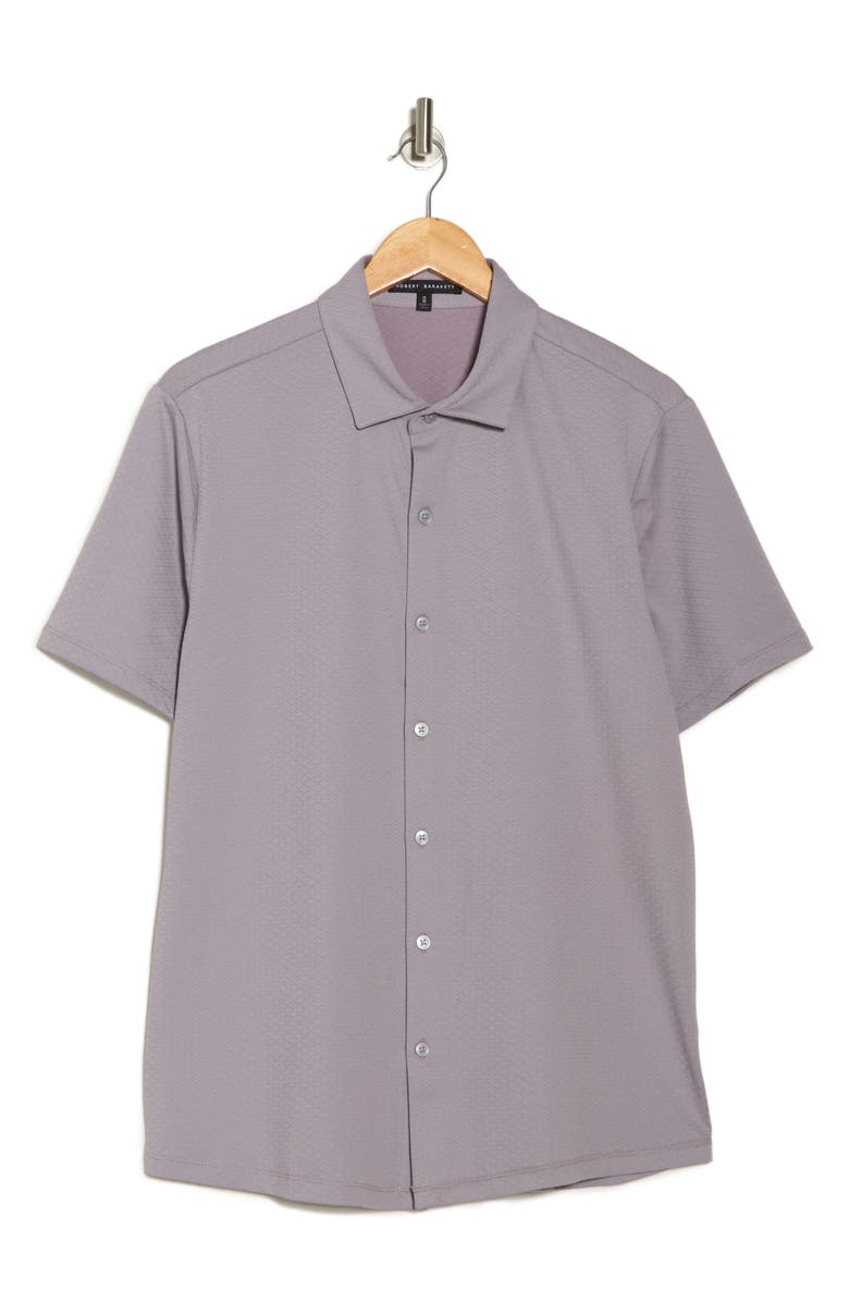Robert Barakett Glensea Short Sleeve Button-Up Knit Shirt, Alternate, color, Purple