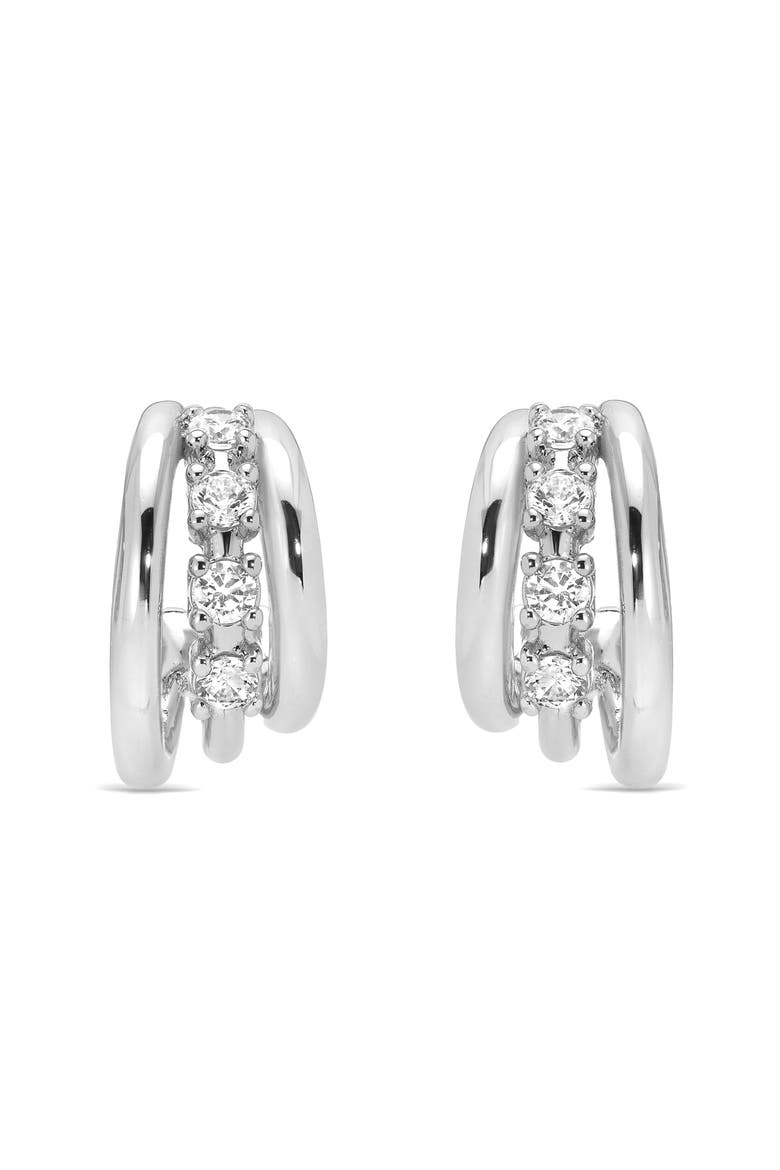 Mini Gleam Cubic Zirconia Hoop Earrings, Alternate, color, SILVER