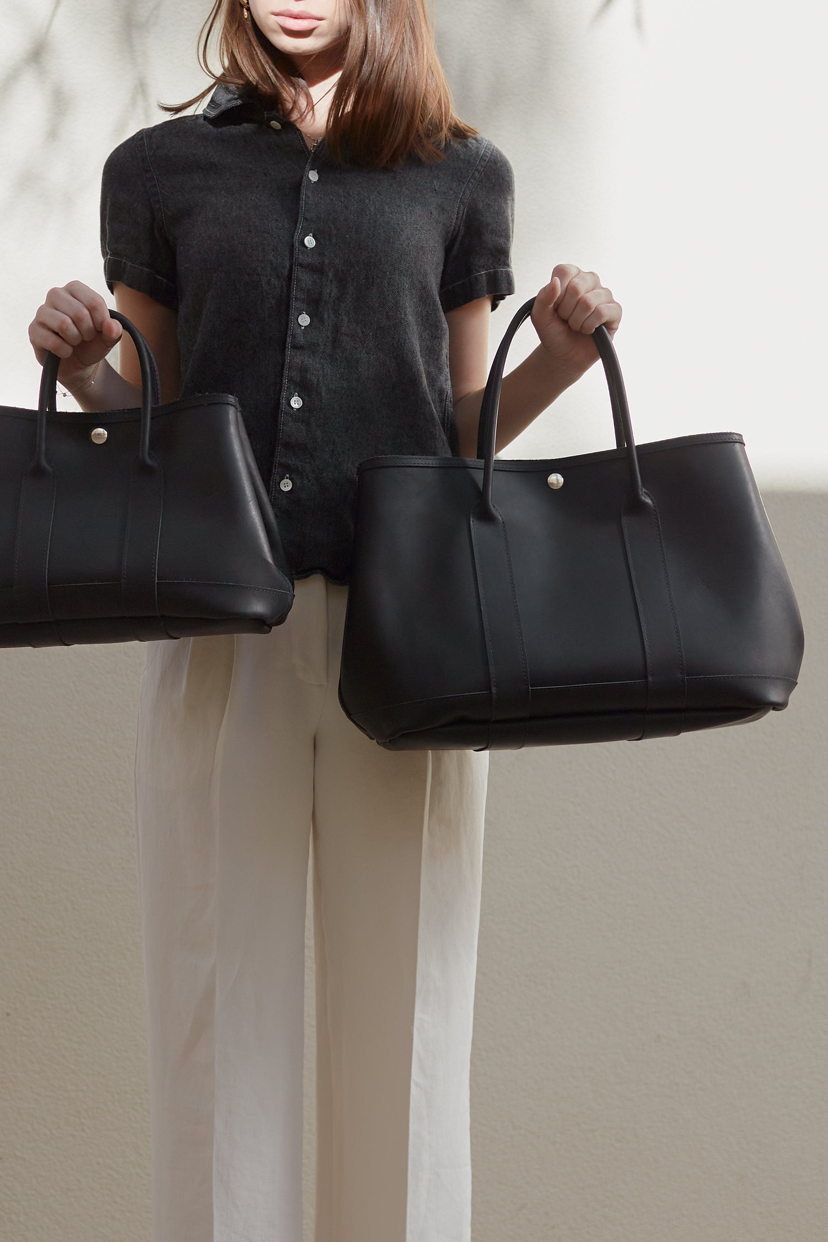 Ezra Arthur Audrey American Steer Leather Tote Bag, Alternate, color, Black