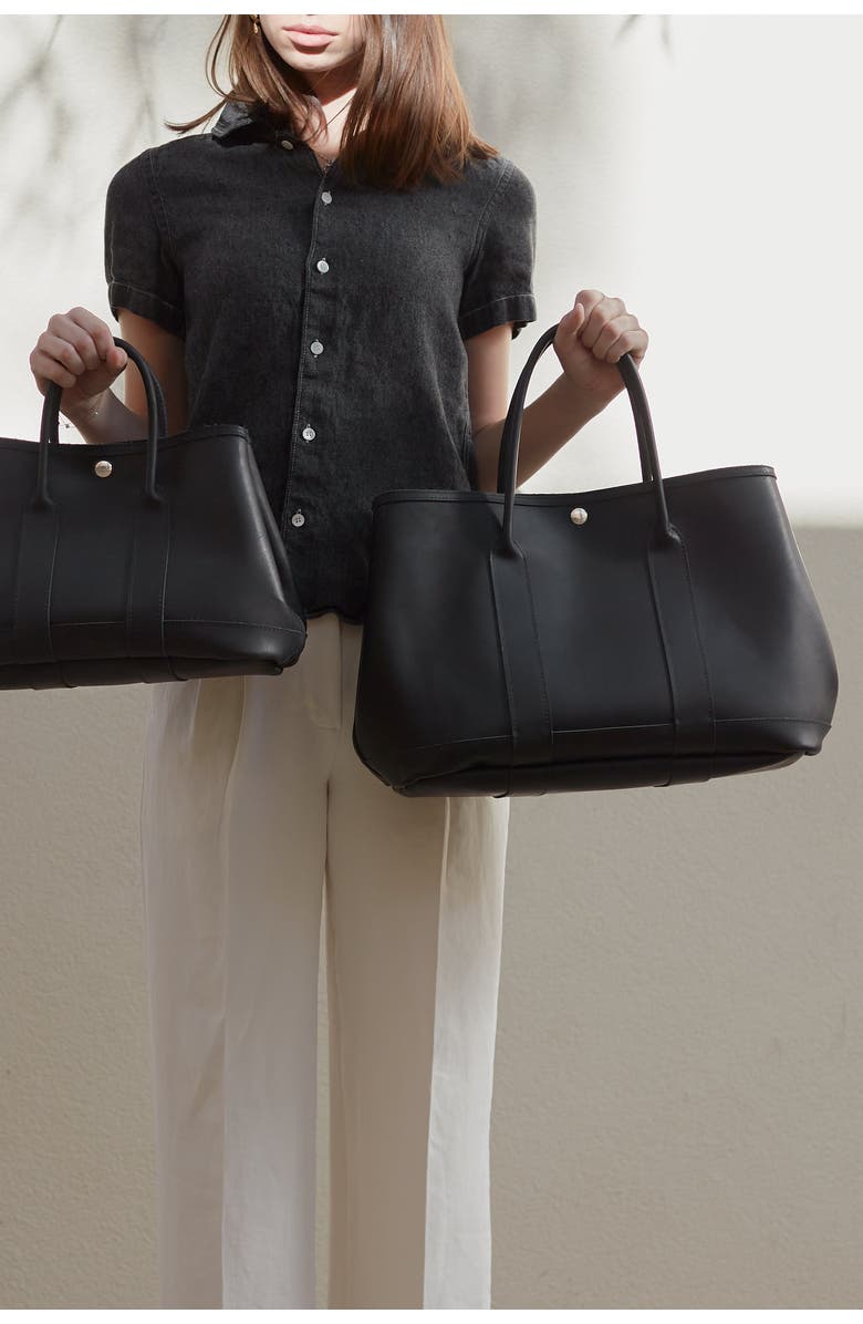 Ezra Arthur Audrey American Steer Leather Tote Bag, Alternate, color, Black