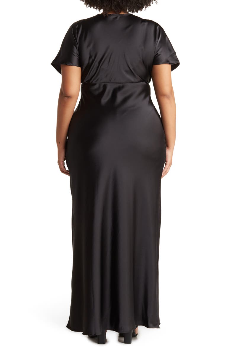 Renee C V-Neck Satin Dress, Alternate, color, 