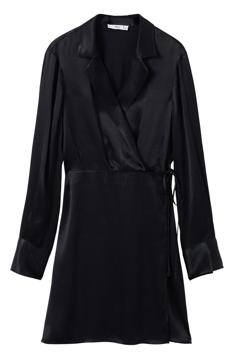 MANGO Long Sleeve Satin Wrap Dress, Alternate, color,