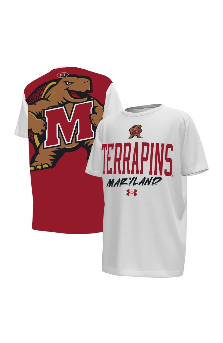 Under Armour Youth Under Armour White/Red Maryland Terrapins Gameday T-Shirt, Alternate, color, 