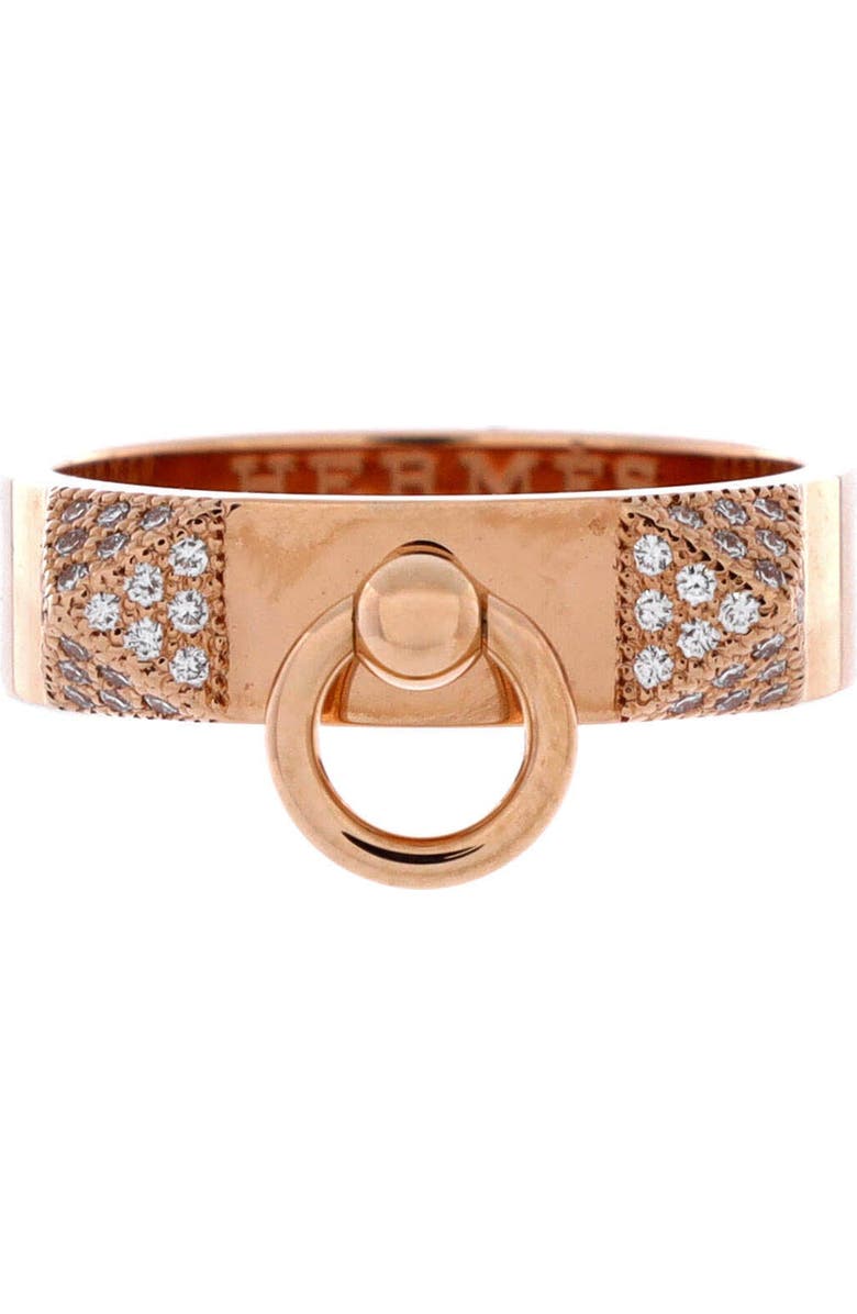 Pre-Owned Hermes Collier de Chien Ring 18K Rose Gold and Diamonds Small, Main, color, Rose Gold