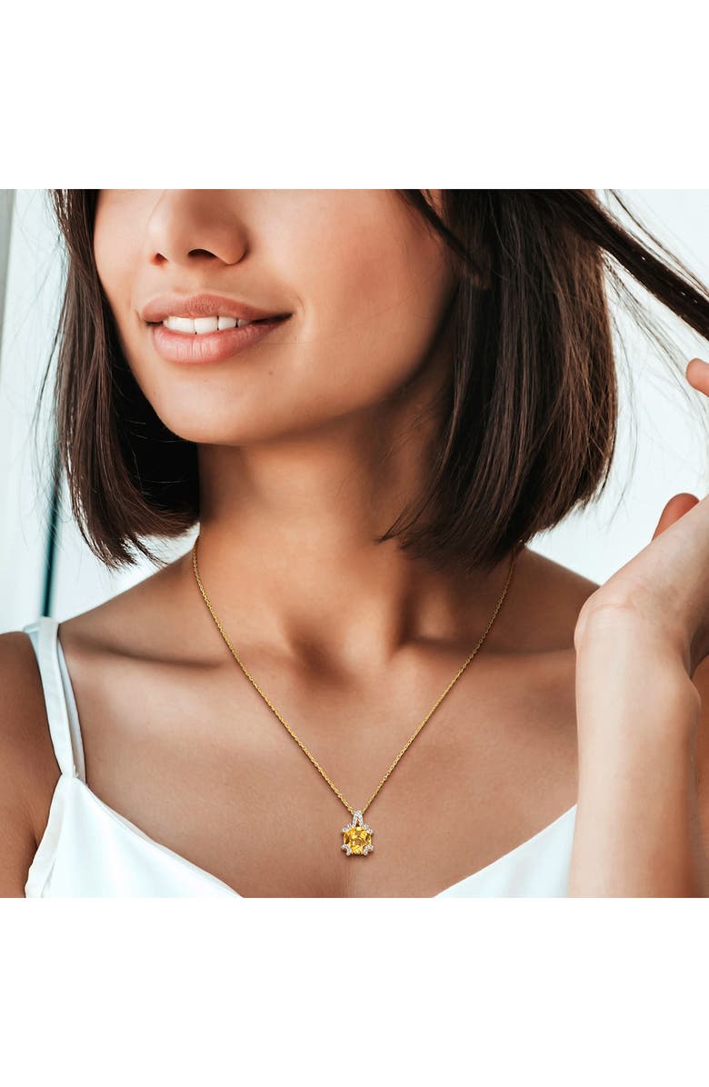 DELMAR Citrine & White Topaz Earrings & Necklace Set, Alternate, color, Yellow