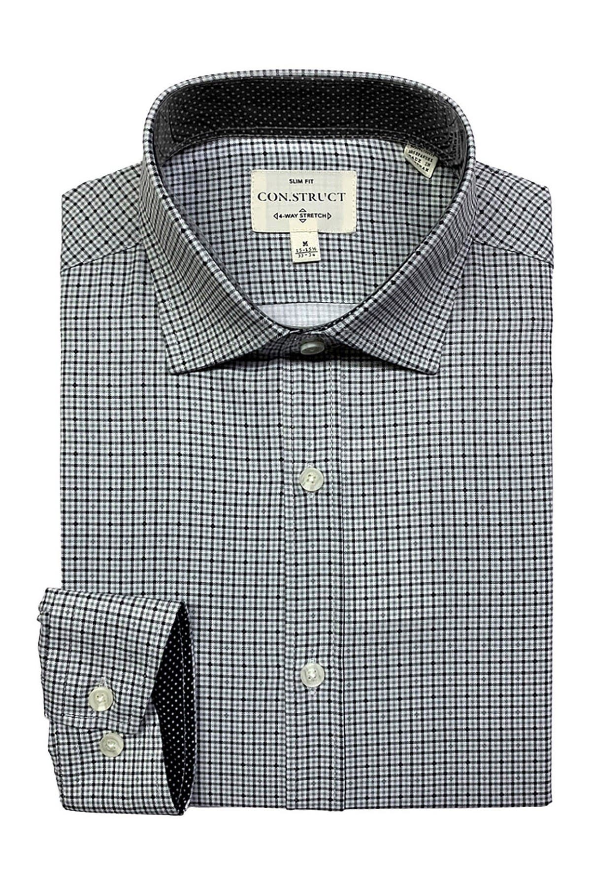 CONSTRUCT 4-Way Stretch Slim Fit Plaid Print Dress Shirt (Men ...