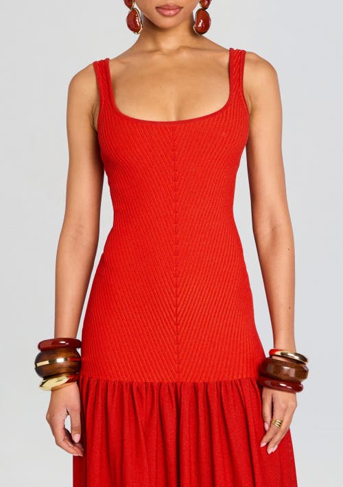Retroféte Kennedi Knit Drop-waist Dress In Metallic Geranium