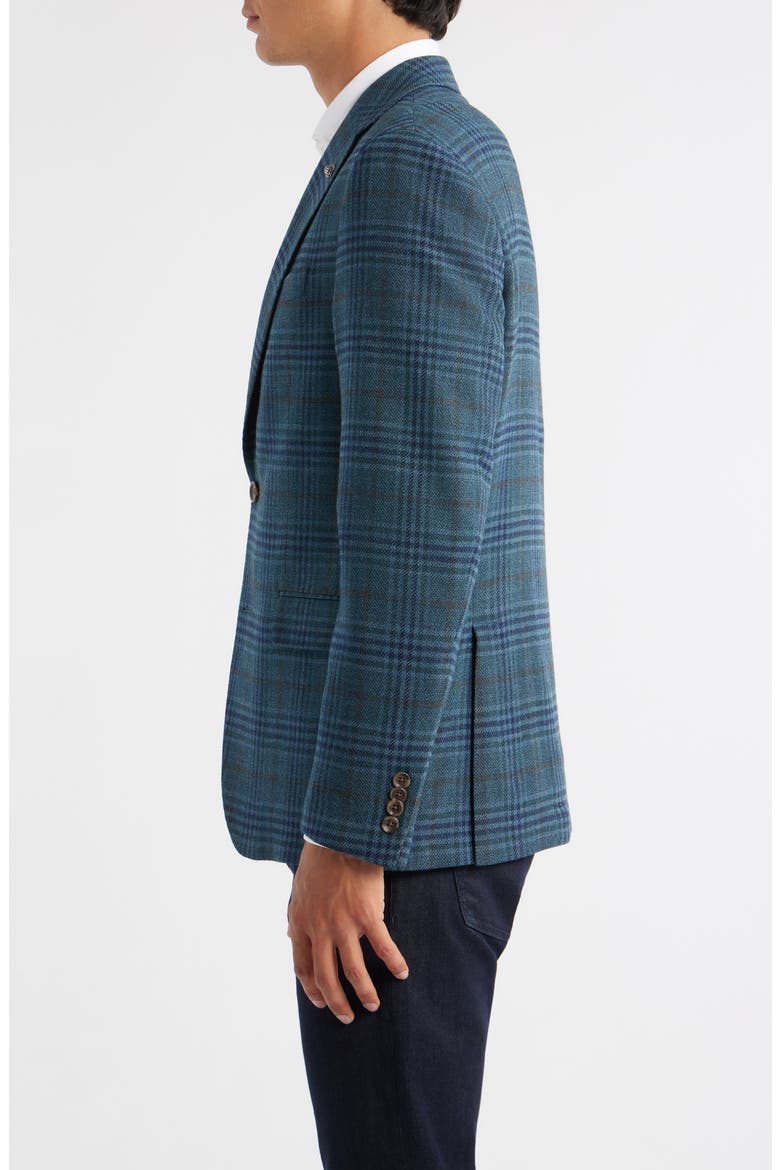 Midland Contemporary Fit Teal Plaid Wool Sport Coat, Alternate, color, TEAL