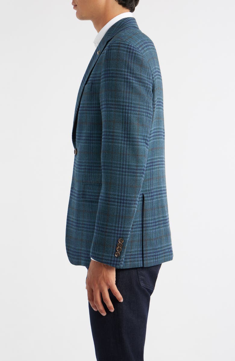 Jack Victor Midland Contemporary Fit Teal Plaid Wool Sport Coat, Alternate, color, Teal