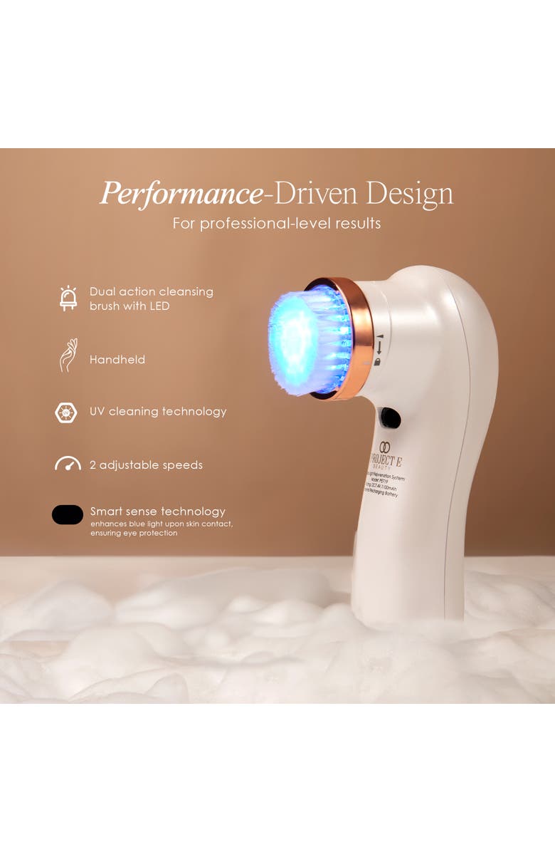 Project E Beauty LumaBlue LED Light Therapy Cleansing Brush, Alternate, color, White