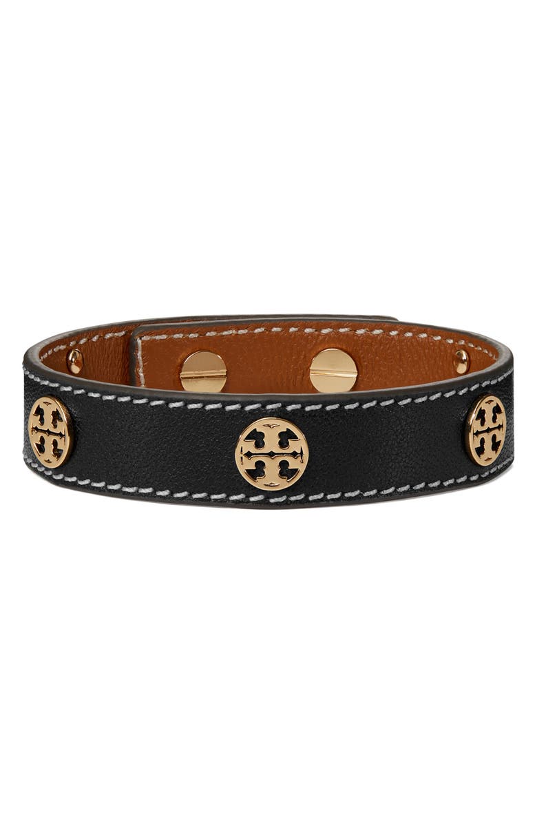 Tory Burch Miller Leather Bracelet, Main, color,