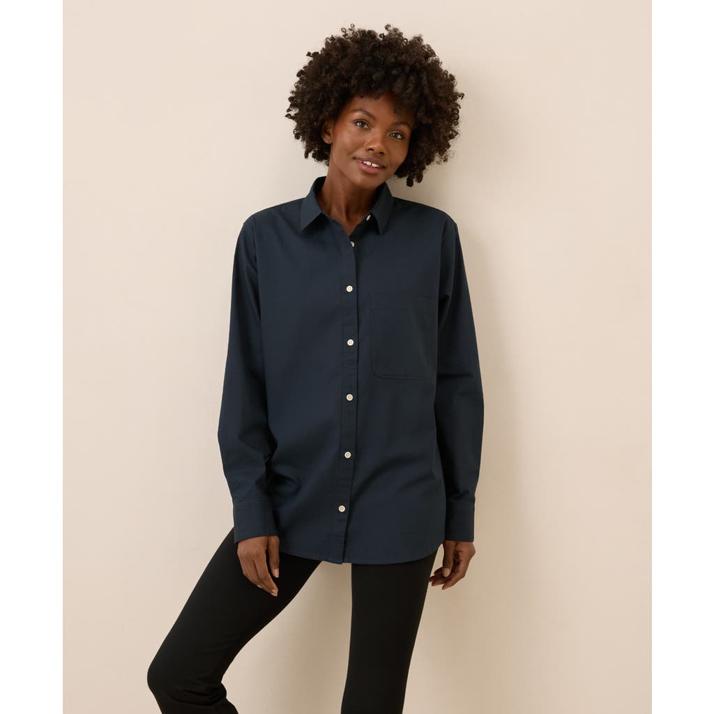 Pact Organic Cotton All Day Poplin Classic Shirt In Blue