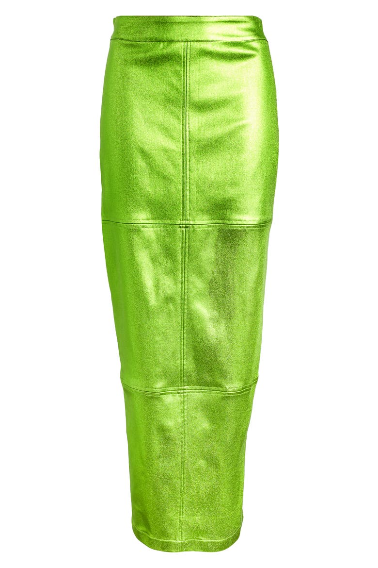 Iggy Metallic Maxi Skirt, Alternate, color, GREEN