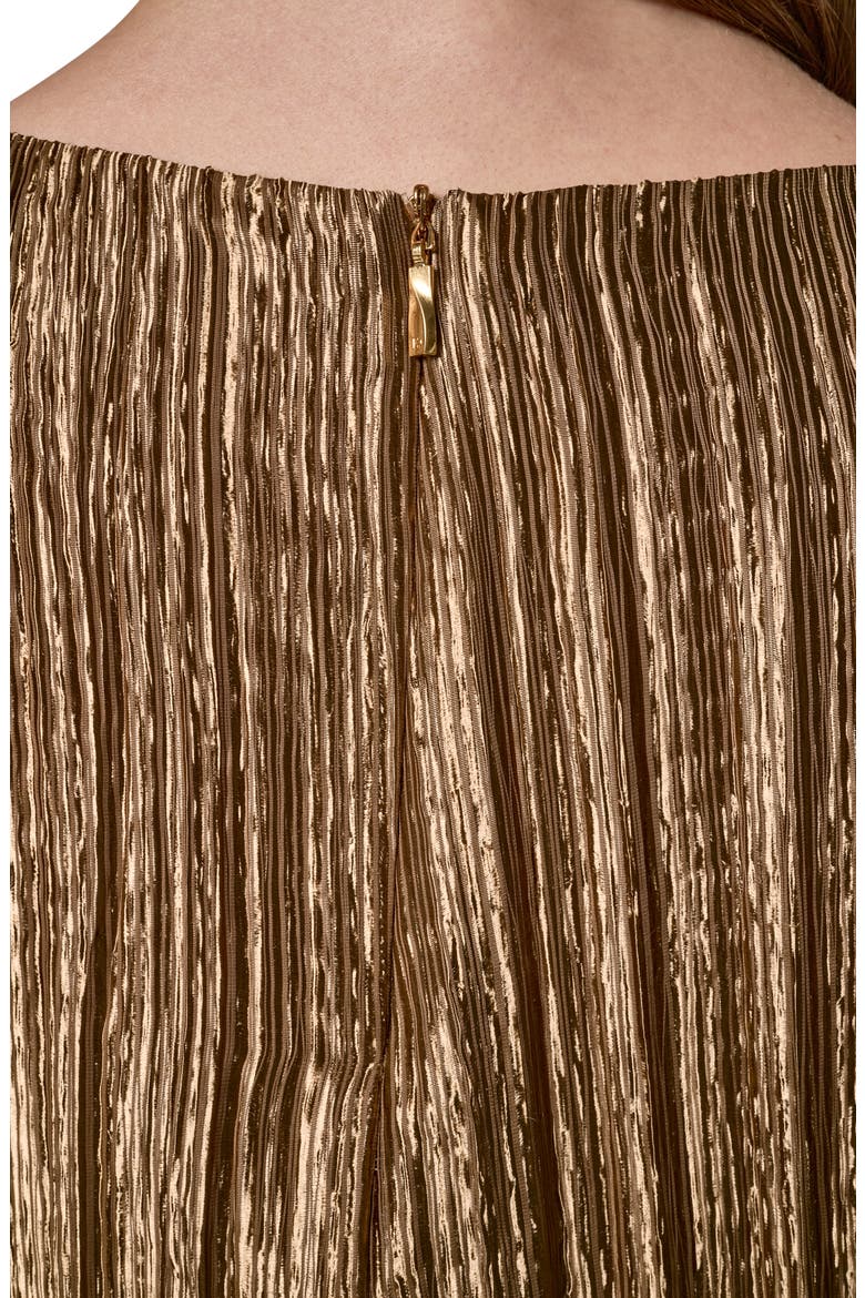 Pleated Metallic Top, Alternate, color, GOLD