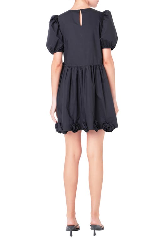 ENGLISH FACTORY ENGLISH FACTORY CORSAGE PUFF SLEEVE BABYDOLL MINIDRESS