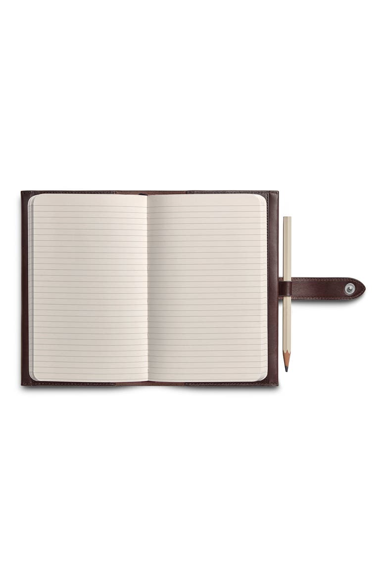 Snap Vachetta Leather Journal Cover, Alternate, color, DARK BROWN