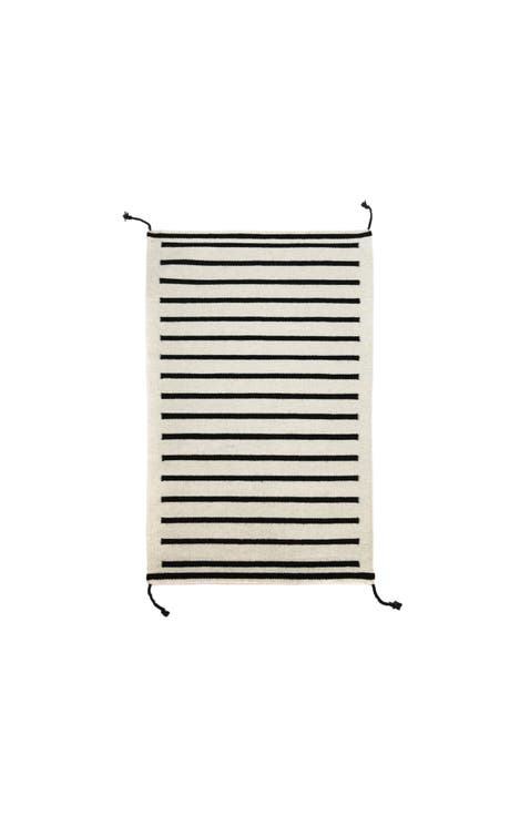 Zapotec Striped Handwoven Flatweave Wool Rug