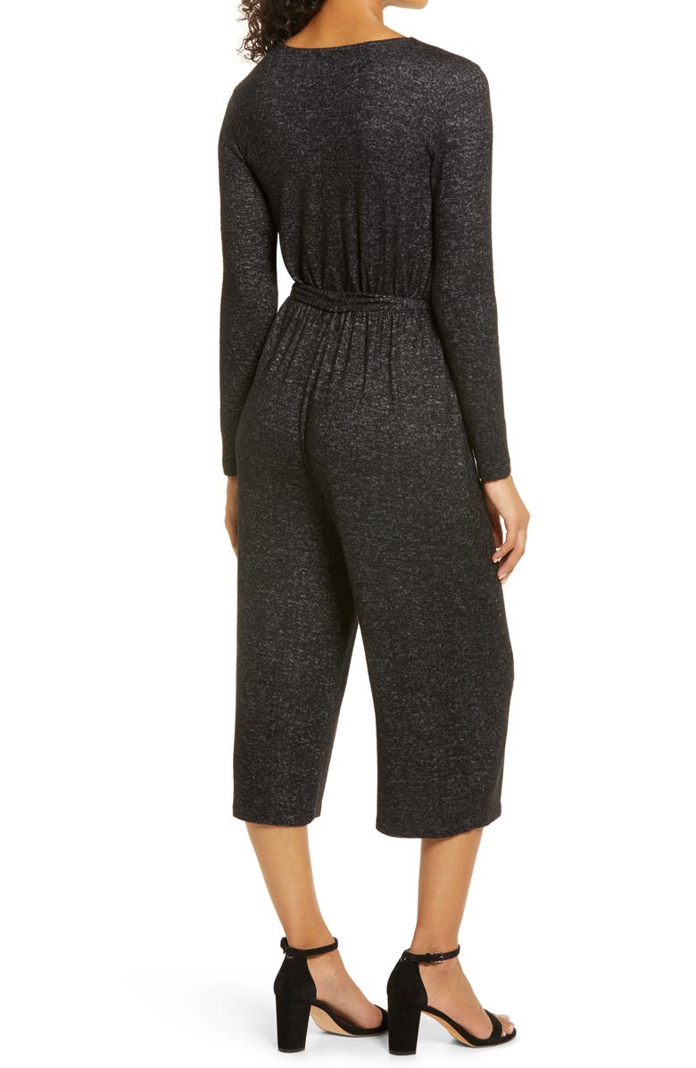 Bobeau Long Sleeve Brushed Sweater Knit Jumpsuit, Alternate, color, 