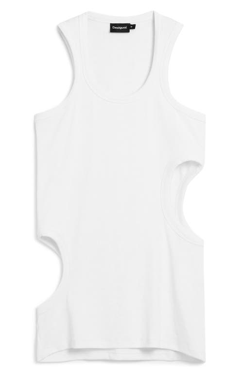 Desigual Sleeveless Cutout T-shirt In White