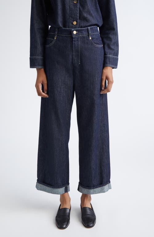 Max Mara Chiara Crop Wide Leg Jeans In Blue