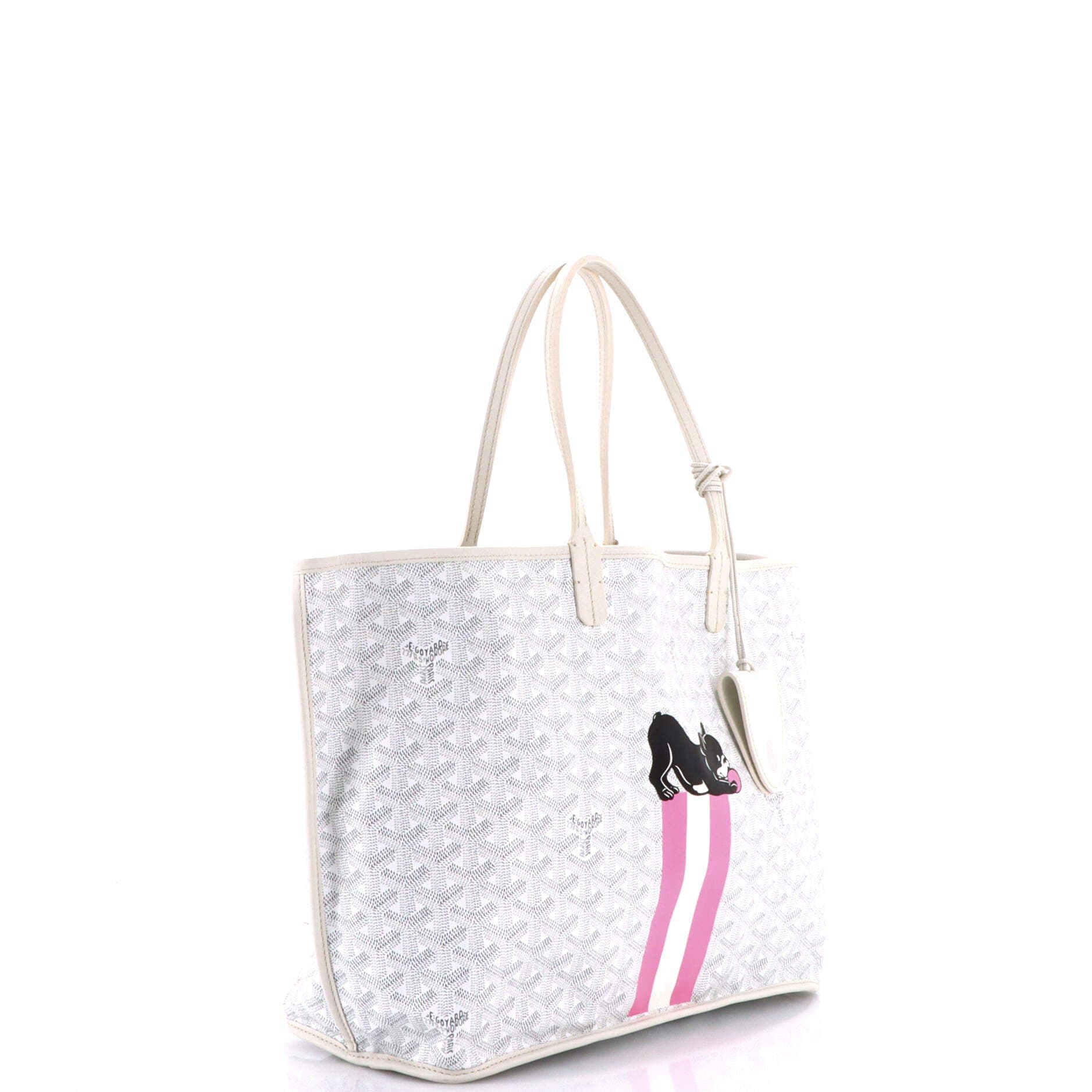 Pre-Owned Goyard Anjou Reversible Tote Printed Coated Canvas PM, Alternate, color, White