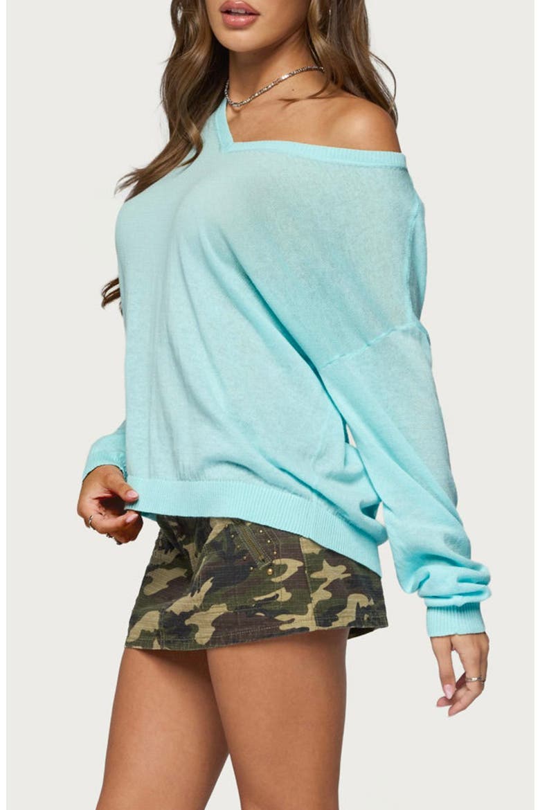 Geara V-Neck Long Sleeve Cotton Top, Alternate, color, AQUA