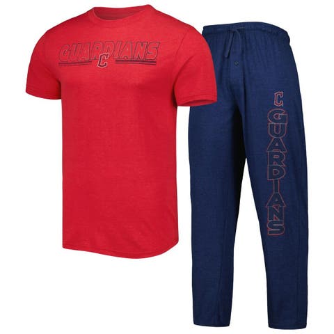Men's Concepts Sport Navy/Red Cleveland Guardians Meter T-Shirt and Pants Sleep Set