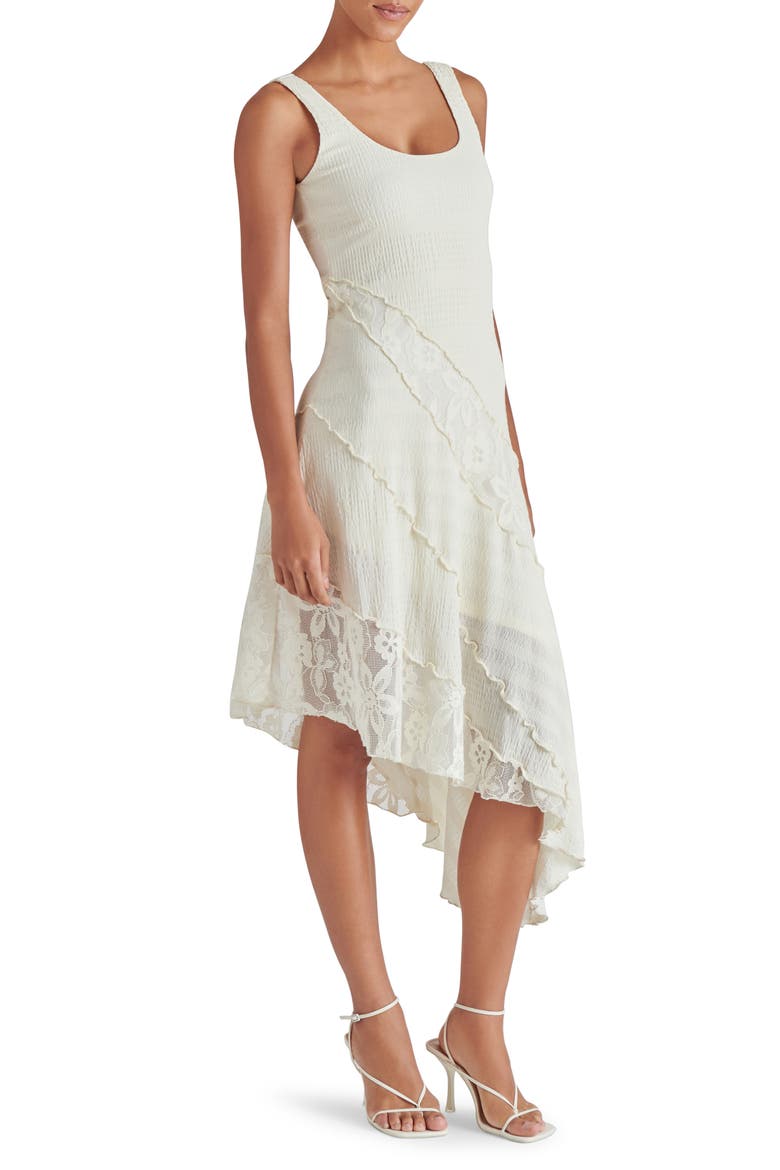 Vance Mixed Media Asymmetric Dress, Alternate, color, MARSHMALLOW