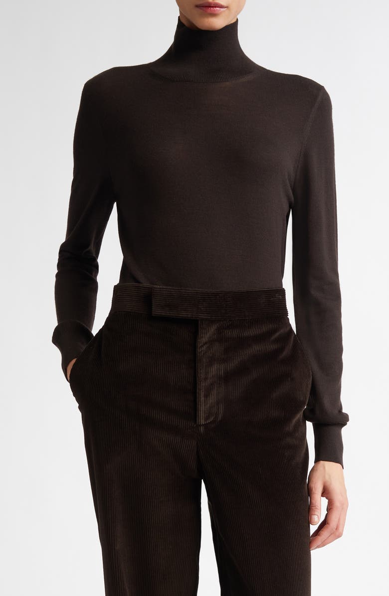 PARTOW Susan Turtleneck Virgin Wool Sweater, Main, color, Espresso