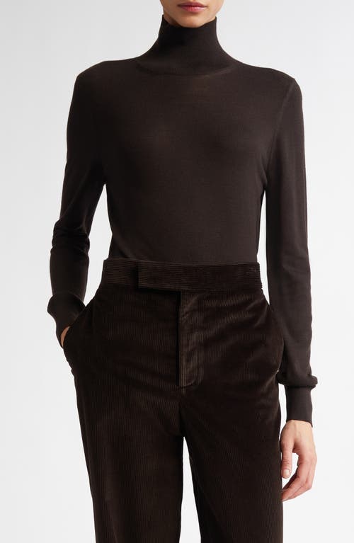 PARTOW Susan Turtleneck Virgin Wool Sweater in Espresso 