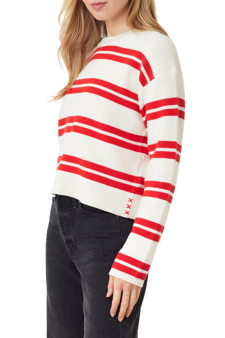 Stripe Crewneck Crop Sweater, Alternate, color, SUGAR SWIZZLE TWIN BAND STRIPE