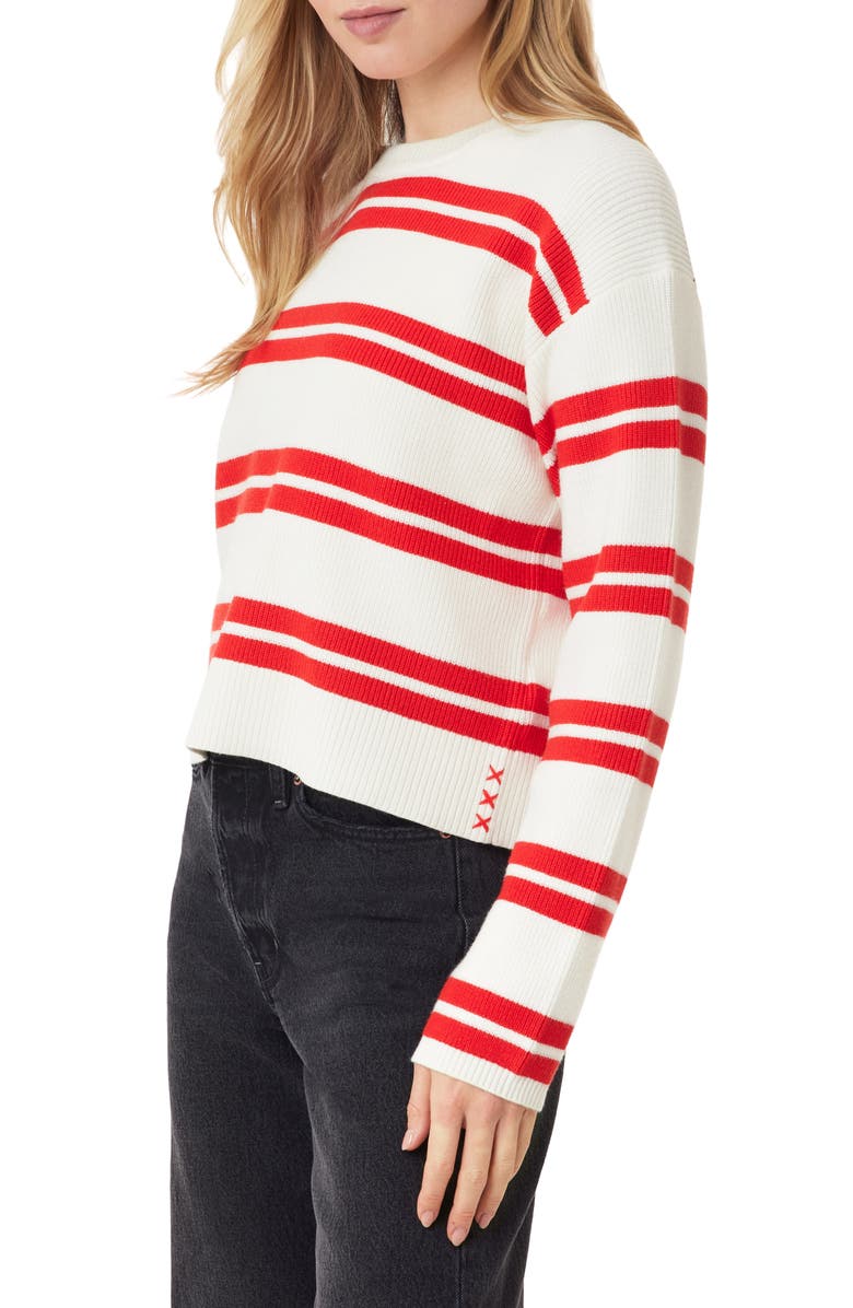 Scotch & Soda Stripe Crewneck Crop Sweater, Alternate, color, Sugar Swizzle Twin Band Stripe