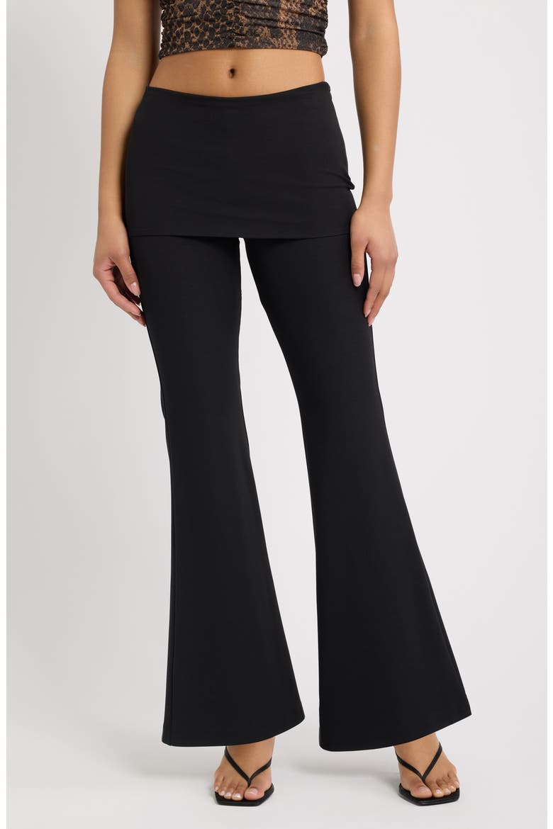 Encanto Foldover Waist Flare Leg Pants, Main, color, NOIR