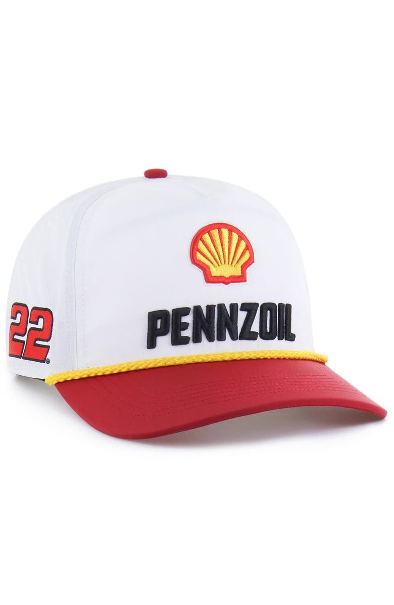 '47 Men's '47 White/Red Joey Logano brrr° Shell-Pennzoil Rope Hitch Adjustable Hat, Main, color, White