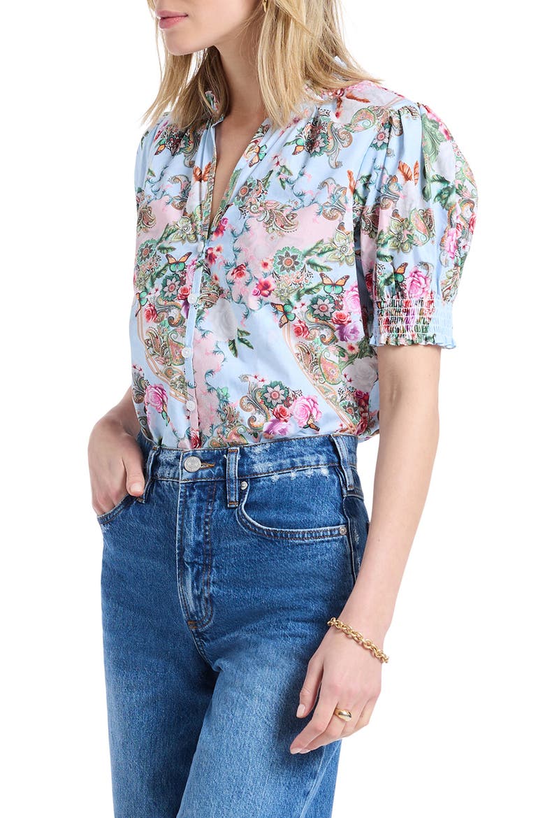 Mila Short Sleeve Woven Shirt, Alternate, color, MULTI